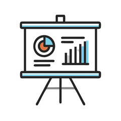 Poster - Presentation board icon with charts and graphs illustration