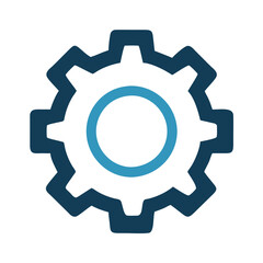 Poster - Blue Gear Icon on Black Background, Settings Concept