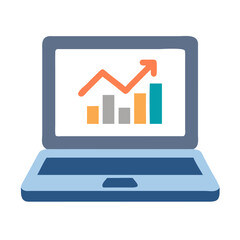 Poster - Laptop showing business chart with growing trend line