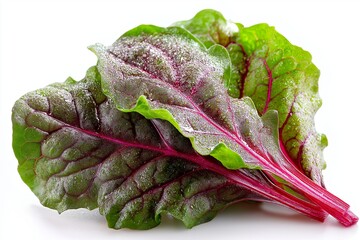Wall Mural - Fresh vibrant beet greens isolated on white background
