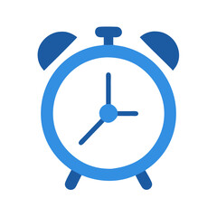 Poster - Blue Alarm Clock Icon on Black Background Image