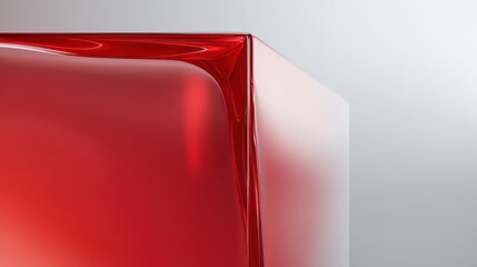 Poster - 3d glass refraction in red color against gray background illustration