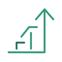 Poster - Growth Steps: Green Arrow Icon on Black Background