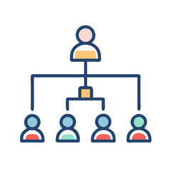 Poster - Colorful Hierarchical Organization Chart Illustrating Team Management