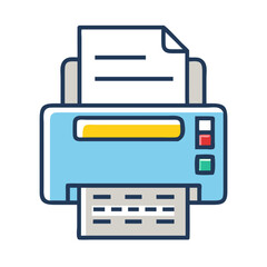Poster - Blue Printer Vector Illustration on a Black Background