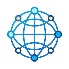 Poster - Global network connection icon with nodes on black background