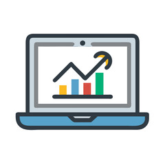 Poster - Laptop with growing chart, symbolizing market growth online
