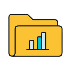 Poster - Folder icon with rising bar graph data visualization