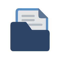 Poster - Open Folder with Document Flat Vector Illustration