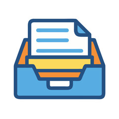 Poster - Filing cabinet icon with documents and organization, digital