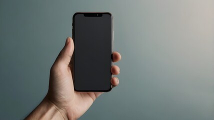 A hand holding a blank smartphone screen for mockups