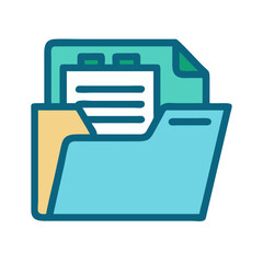 Poster - Digital folder icon with documents and papers inside