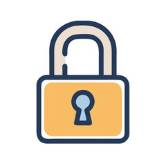 Poster - Unlocked padlock icon with beige and navy colors