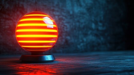 Poster - Striped Sphere Illuminated in a Dark Setting
