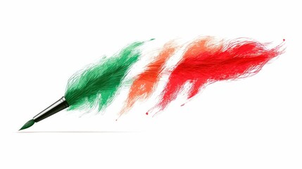 Poster - Colorful brush strokes in green, orange, and red, creating an abstract and vibrant artwork.