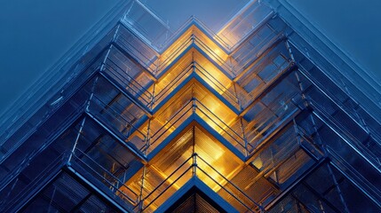 Poster - Captivating architectural composition with a unique perspective and radiant golden light.