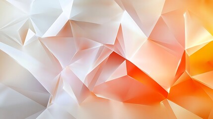 Poster - Abstract Low Poly White Orange Background with Triangular Facets and Polygon Mesh