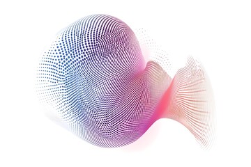 Poster - Abstract Sphere with Halftone Dots on White Background, Wavy Gradient Texture