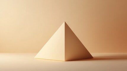 Poster - the shape of a 3d triangular wedge against a subtle minimalist gradient background illustration