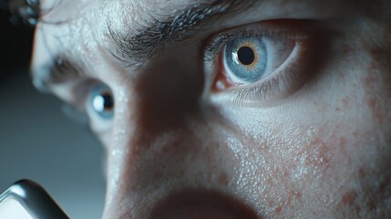 Poster - Close up of a man using mobile smart phone