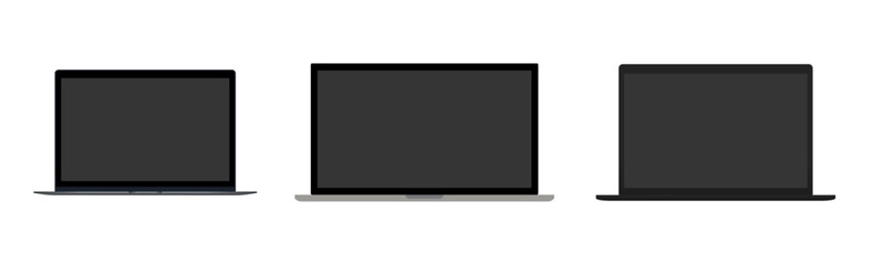 Wall Mural - High-quality vector laptop mockup template, ideal for showcasing website designs, UI/UX projects, app interfaces, branding, and presentations in modern digital environments.