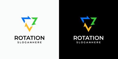 Poster - Triangle arrow rotation vector logo design with modern, simple, clean and abstract style. Icon for business, technology, shipping and personal branding.