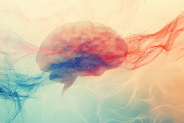 Poster - Abstract representation of a brain with colorful patterns floating in space