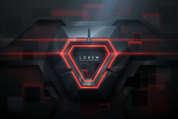 Wall Mural - technology geometric shapes with red light effects