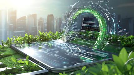Poster - Innovative digital transformation event urban location technology concept futuristic environment aerial view