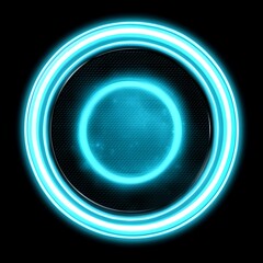 Poster - A glowing turquoise circle design against a black background