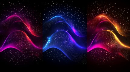 Poster - Vibrant Energy Flow Abstract Background Triptych