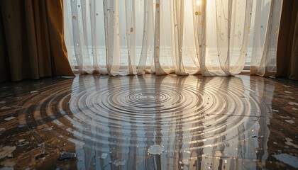 Poster - Rainwater accumulation on floor indoor space photography natural light close-up serenity
