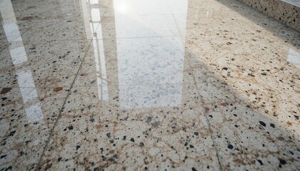 Poster - Polished marble flooring modern interior space high-quality image bright environment close-up view elegant design for home and office decoration