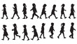 © Shahriar - silhouettes of children,Silhouettes of Children Walking in Different Poses and Outfits