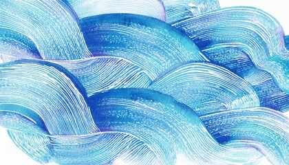 Poster -  abstract blue wave texture for wellness ads and calming editorial, featuring dynamic brush lines and vibrant color in minimalist form