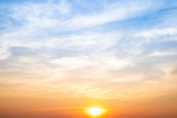 Wall Mural - beautiful , luxury soft gradient orange gold clouds and sunlight on the blue sky perfect for the bac