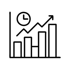 Poster - Growth chart with clock icon showing business performance and time management efficiency vector