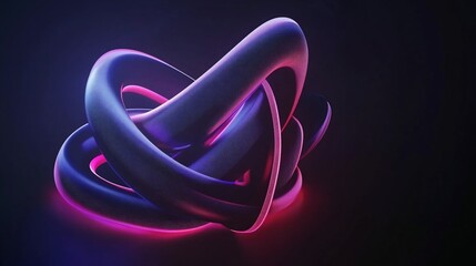 Poster - Abstract Interwoven Geometric Form with Dynamic Gradient Lighting on Dark Backdrop