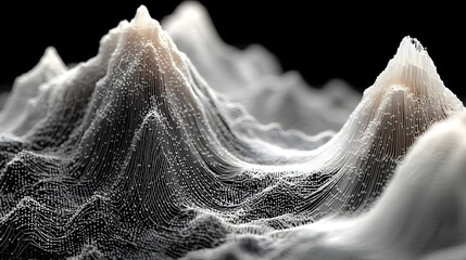 Poster - abstract digital landscape with intricate lines and peaks