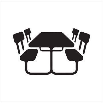 picnic table icon black silhouette
