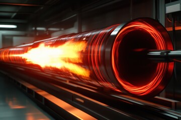 Poster - High-speed engine component demonstrating powerful combustion in a manufacturing facility