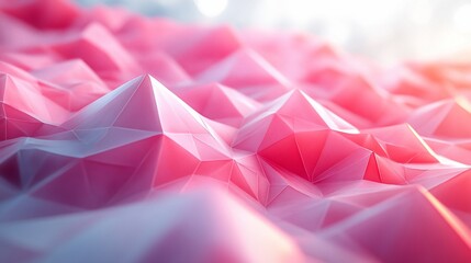 Poster - Low poly pink crystal mountain range, a mesmerizing geometric landscape
