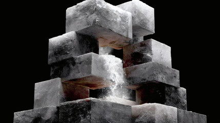 Poster - Abstract Ice Structure with Dynamic Water Flow and Shadows