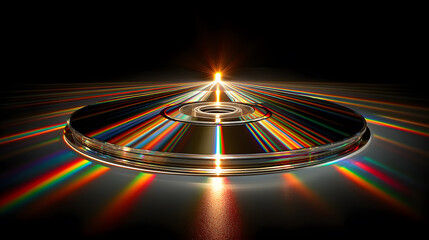 Poster - Abstract Light Reflection on Compact Disc with Colors and Patterns