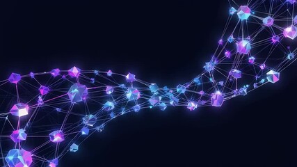 Fototapete - Abstract network of glowing, interconnected polygonal shapes.
