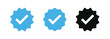 © MDABDUR - Verified badge icon tick symbol Vector blue verification badge approved check mark icon. vector illustration eps 10.