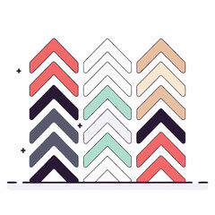 Poster - Colorful chevron patterns arranged in stylish design, showcasing various hues and shapes, creating modern aesthetic. Isolate on white background, commercial use