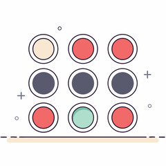 Poster - Colorful circular patterns arranged grid, featuring various shades and playful design that evokes sense of fun and creativity. Isolate on white background, commercial use