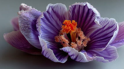 Poster - Close-Up of a Purple Flower with Intricate Petal Details and Texture