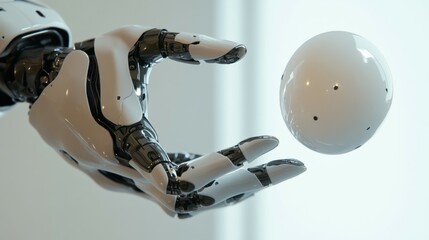 Poster - A robot is pointing at a white object with its finger